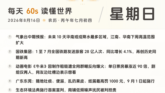 60S读懂世界 · 2026-08-16